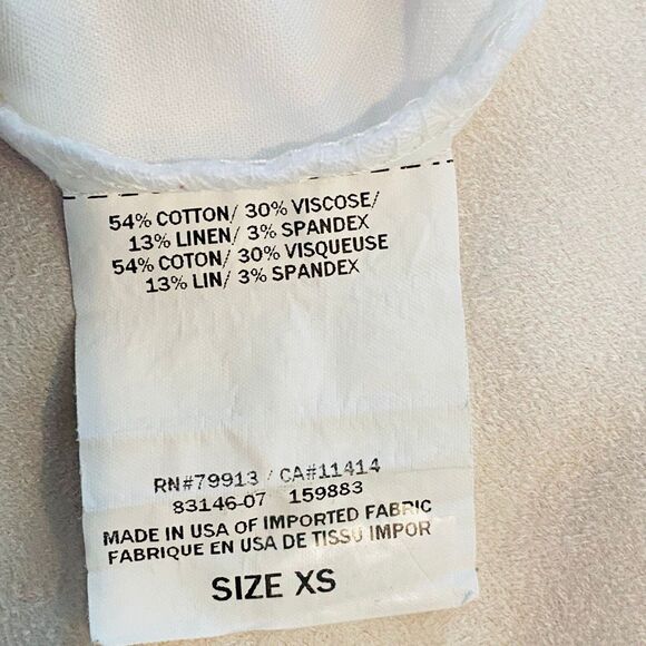 A Pea In The Pod Smocked Waist Linen Blend Straight Leg Maternity Pants White XS - Picture 4 of 4